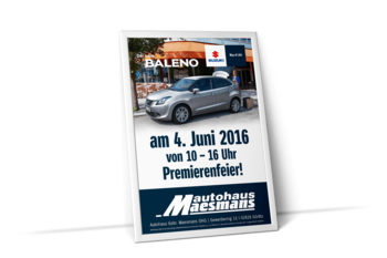 Plakaterstellung Görlitz Autohaus Maesmans Premiere Suzuki Baleno