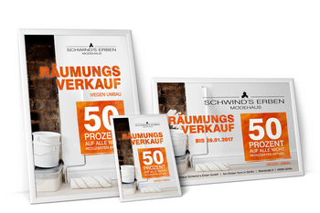 Foto von den Plakaten zum Umbau im Modehaus Schwind's Erben Görlitz 2016