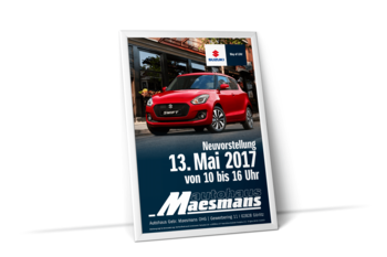 Plakat Görlitz Autohaus Maesmans Neuvorstellung Suzuki Swift 2017