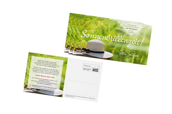 Foto von der personalisierten Werbepostkarte / Flyer - Sonnenbrillenaktion Augenoptik Thomas Wünsche Görlitz 2021
