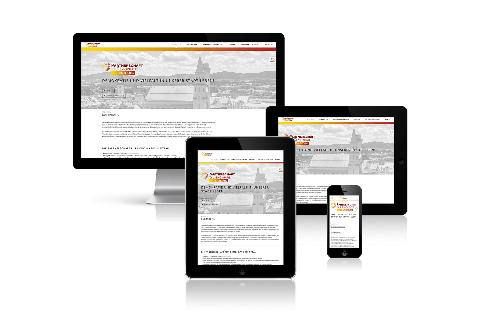 Responsiv Webdesign Webseite Partnerschaft für Demokratie Zittau